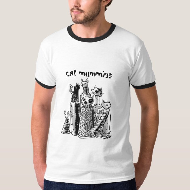 Camiseta múmias de gatos com texto (Frente)