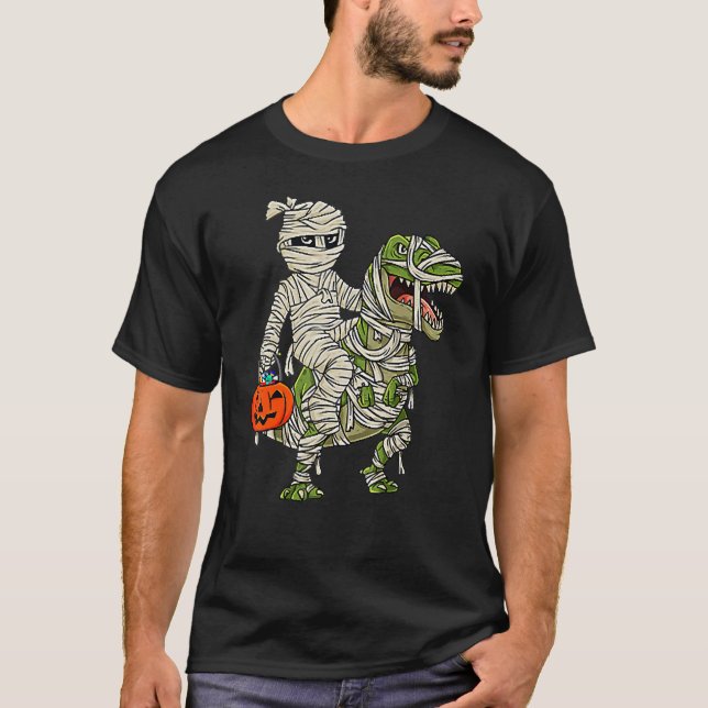 Camiseta Múmias do Halloween Andando Mummy Rex Vampire Boys (Frente)