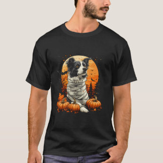 Camiseta Mummy Border Collie Pumpkin Assustador Cão de Hall