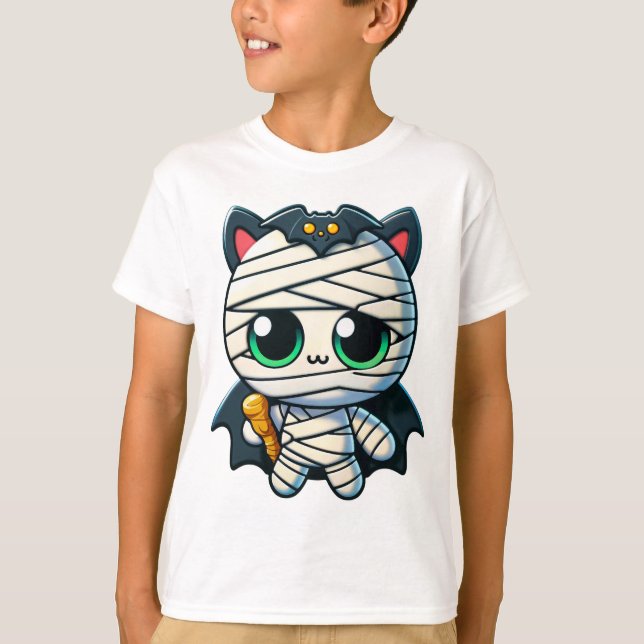 Camiseta "Mummy Cat in Vampire Costume" (Frente)
