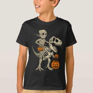 Camiseta Mummy Skeleton Andando Dinossauro T Rex Crianças H