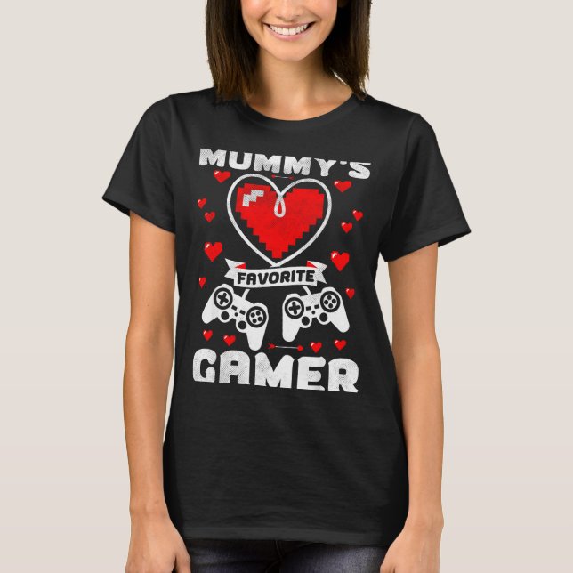 Camiseta Mummy's Favorite Gamer Funny Boys Kids Valentine's (Frente)