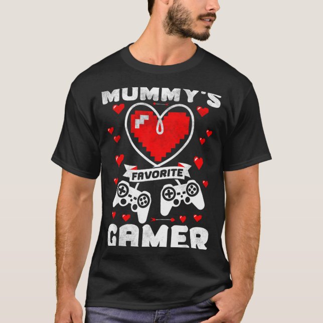 Camiseta Mummy's Favorite Gamer Funny Boys Kids Valentine's (Frente)
