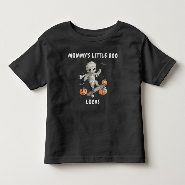 Camiseta Mummy's LIttle Boo Mummy Skateboard (Frente)