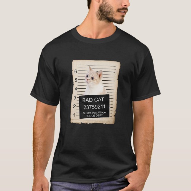Camiseta Munchkin Kitten Mug Shot Cat Mau (Frente)