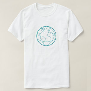 Camiseta Mundial da Terra com Arte de Linha Minima