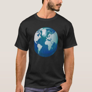 Camiseta Mundo - Mapa Planeta Terra Azul Branco