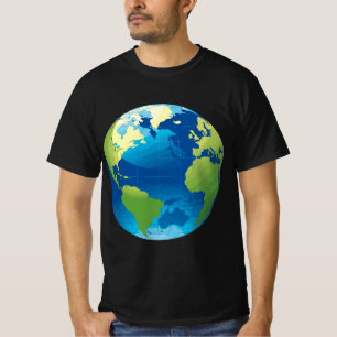 Camiseta Mundo - Mapa Planeta Terra Azul Verde