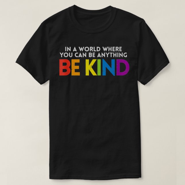 Camiseta Mundo seja gentil Rainbow LGBT Orgulho LGBT Lésbic (Frente do Design)