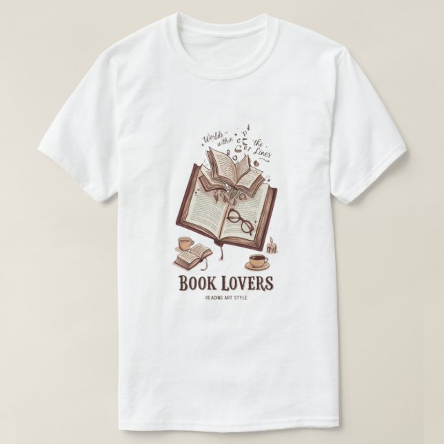 Camiseta Mundos em Páginas (Frente do Design)