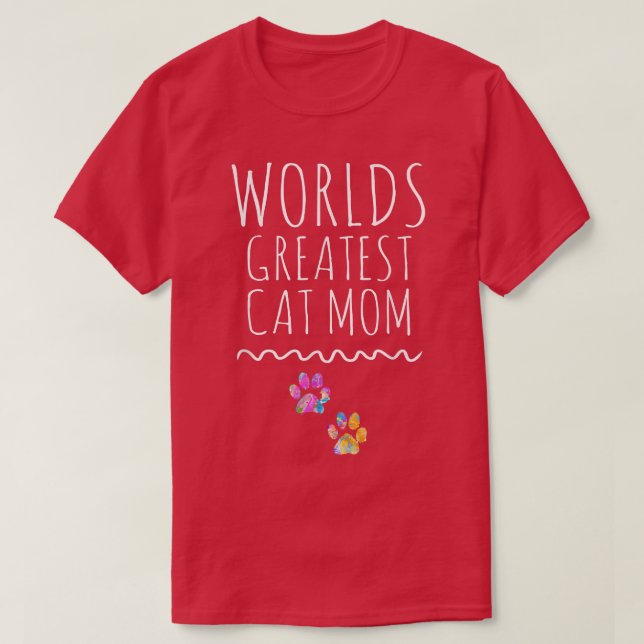 Camiseta Mundos Grande CAT Mãe, Gráfico T, Amo meu CAT  (Frente do Design)