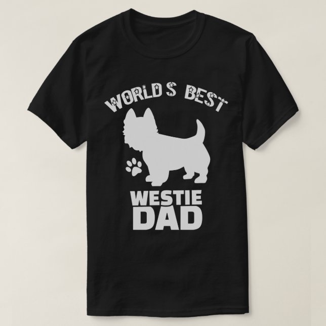 Camiseta Mundos Melhores Cães de Pai Westis Puppy Pups F (Frente do Design)