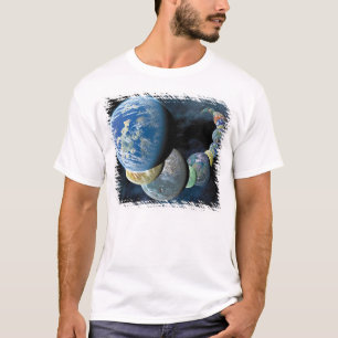 Camiseta Mundos Novos Estranhos Montagem de Planeta Alien