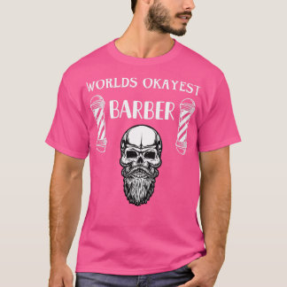 Camiseta Mundos Okayest Barber Dapper Skull Typografia Dark