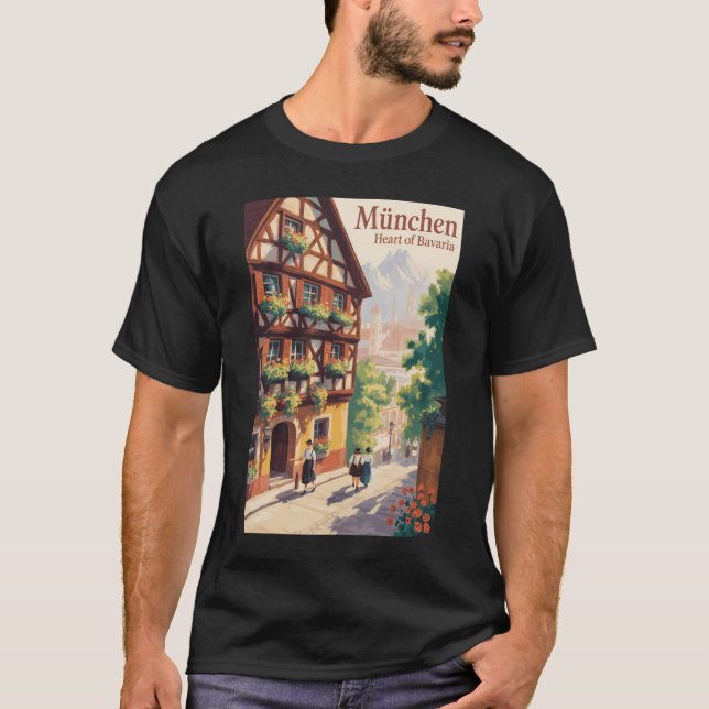 Camiseta Munich Germany Bavaria Illustration Travel Art (Frente)