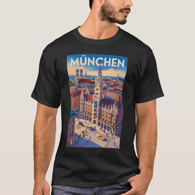Camiseta Munich Germany Illustration Travel Art Vintage (Frente)