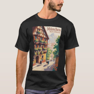 Camiseta Munique Alemanha Baviera Ilustração Viagem Arte