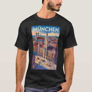 Camiseta Munique Alemanha Ilustração Viagem Arte Vintage