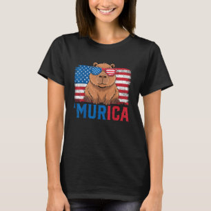 Camiseta Murica Capybara USA Flag Sunglass Patriotic