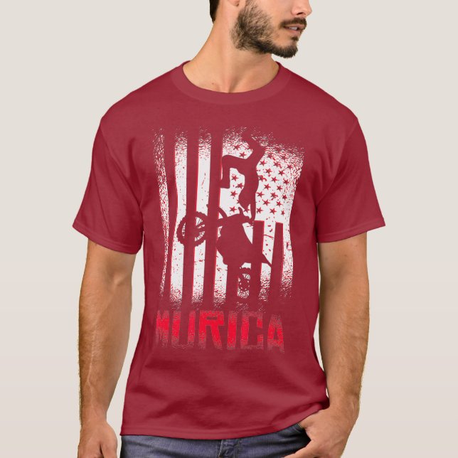 Camiseta Murica Flag Motocross Dirt Bike Offroad Giffe para (Frente)