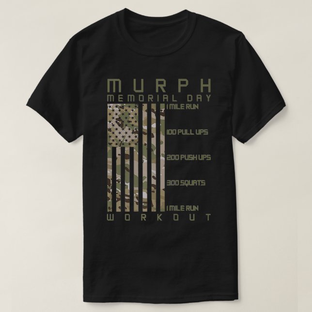 Camiseta Murph Memorial Workout WOD Cam Multi Camo Flag (Frente do Design)