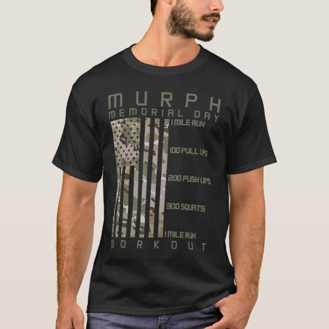 Camiseta Murph Memorial Workout WOD Cam Multi Camo Flag (Frente)