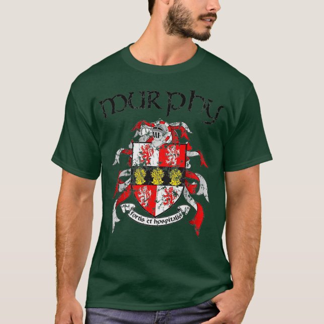 Camiseta Murphy Family Crest Casaco do Apelido de Armas Pre (Frente)