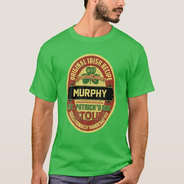 Camiseta Murphy Irish Name Rua. Patrick's Day Stout Orud Be (Frente)