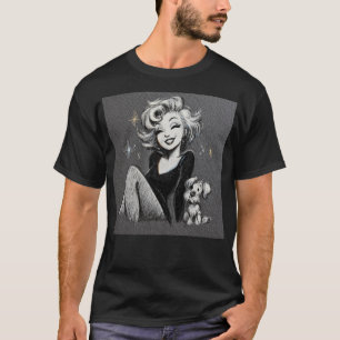 Camiseta Musa Glam Vintage Esboço de Estrela Retro Giz Glam