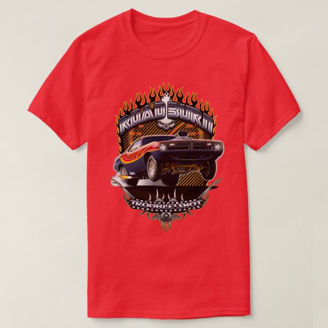 Camiseta Muscle Car Barracuda Road Burt (Frente do Design)