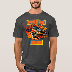 Camiseta Muscle Car e Chamas Design de Mercadorias de Cabeç