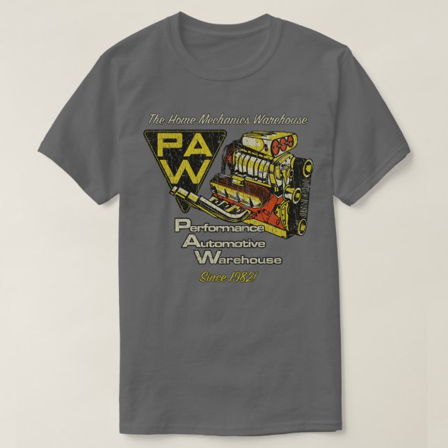 Camiseta Muscle Car Performance Automotive Warehouse 1982 (Frente do Design)