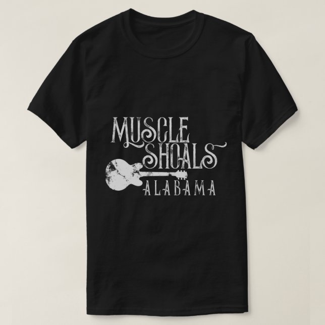 Camiseta Muscle Shoals Alabama com guitarra, Alma Suplente  (Frente do Design)