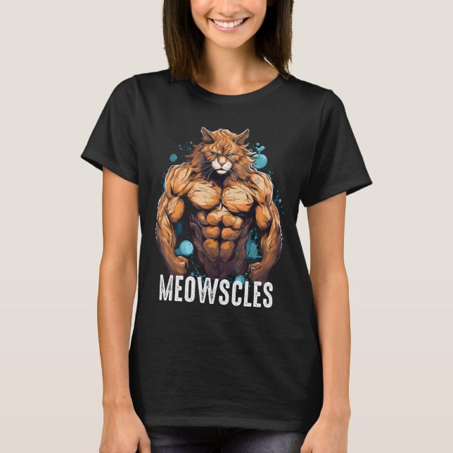 Camiseta Musculação de Gato Engraçado para Homens Levantame (Frente)