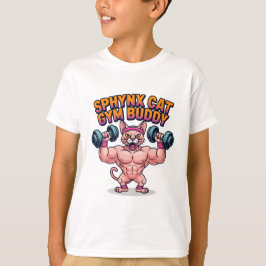 Camiseta Muscular Sphynx Cat Gym Buddy Cartoon