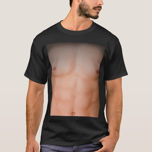 Camiseta Músculo Corpo Falso Do Peito Abs (Frente)