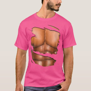 Camiseta Músculo Falso Debaixo de Roupas Seis Pacotes Abdôm