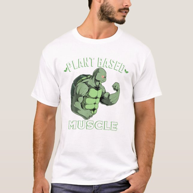 Camiseta Músculos Baseados em Plantas Tortoise Turtle Power (Frente)