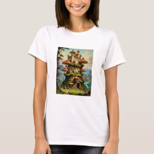 Camiseta Mushroom Castle Fantasy Art Whimsic Desi
