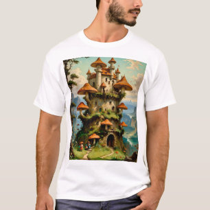 Camiseta Mushroom Castle Fantasy Art Whimsical T-Shirt Desi