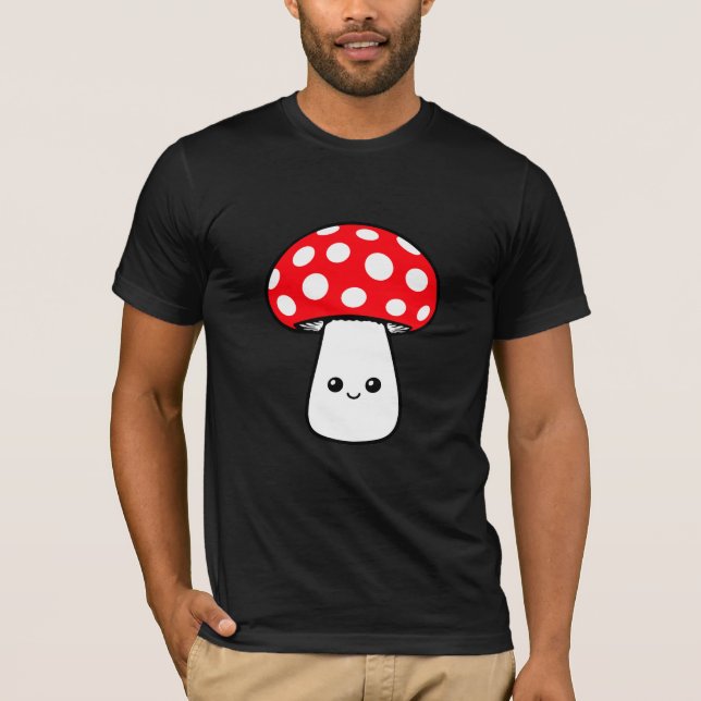 Camiseta Mushroom Happy Cute Smiling Face Kawaii Cheerful (Frente)