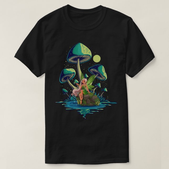 Camiseta Mushroom With A Cute Fairy Morel Mushroom Fungus M (Frente do Design)