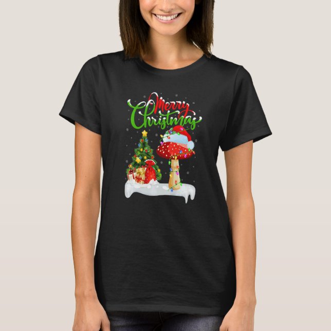 Camiseta Mushroom  Xmas Decorations Santa Mushroom Christma (Frente)