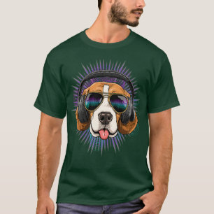 Camiseta Music Beagle Dj Com Fones de ouvido Musical Dog Lo