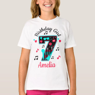 Camiseta Music Birthday Girl SETE 7 Design personalizado