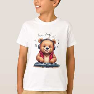 Camiseta Music Boy, Happy Grizzly Bear DJ T-Shirt, Festa