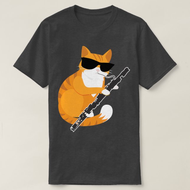 Camiseta Music Cat Sunglasses Bassoonist Musician Bassoon  (Frente do Design)