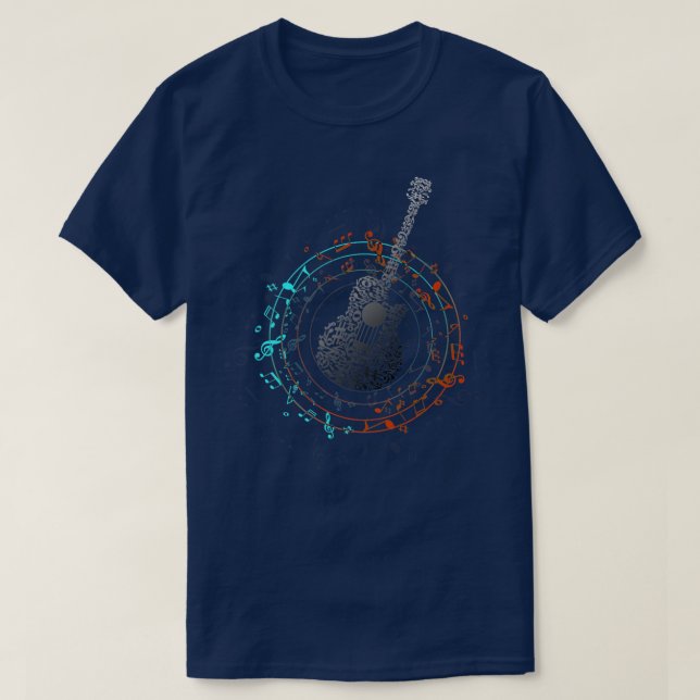 Camiseta Music Circle Guitarist Gift Idea, Music Notes  (Frente do Design)