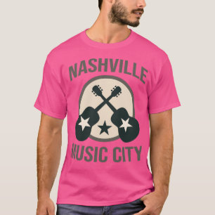 Camiseta Music City Nashville Tennessee com Guitares e Ruas