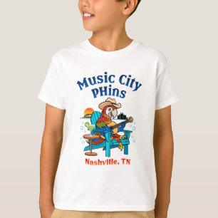 Camiseta Music City Phins Crianças Logotipo frontal T-Shirt